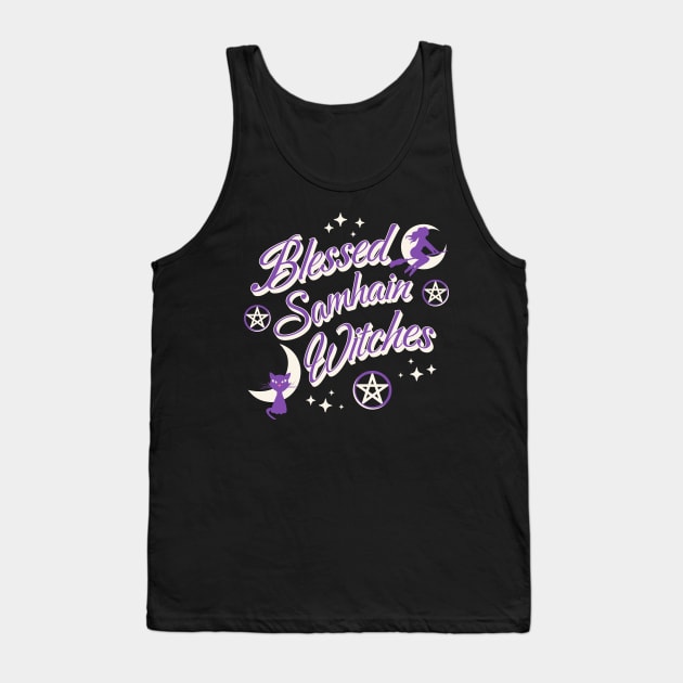 Blessed Samhain Witches Cute Funny Celtic Halloween Tank Top by sarahwainwright